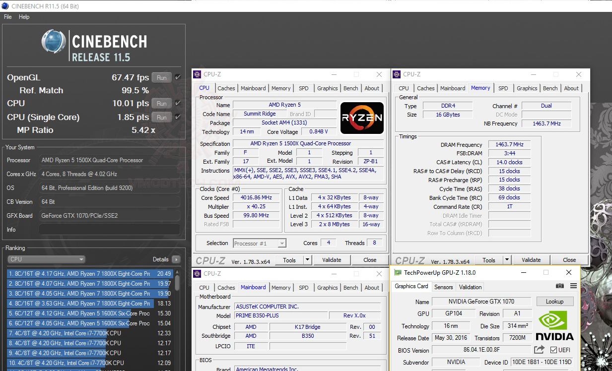 c11 oc AMD RYZEN 5 1500X Review