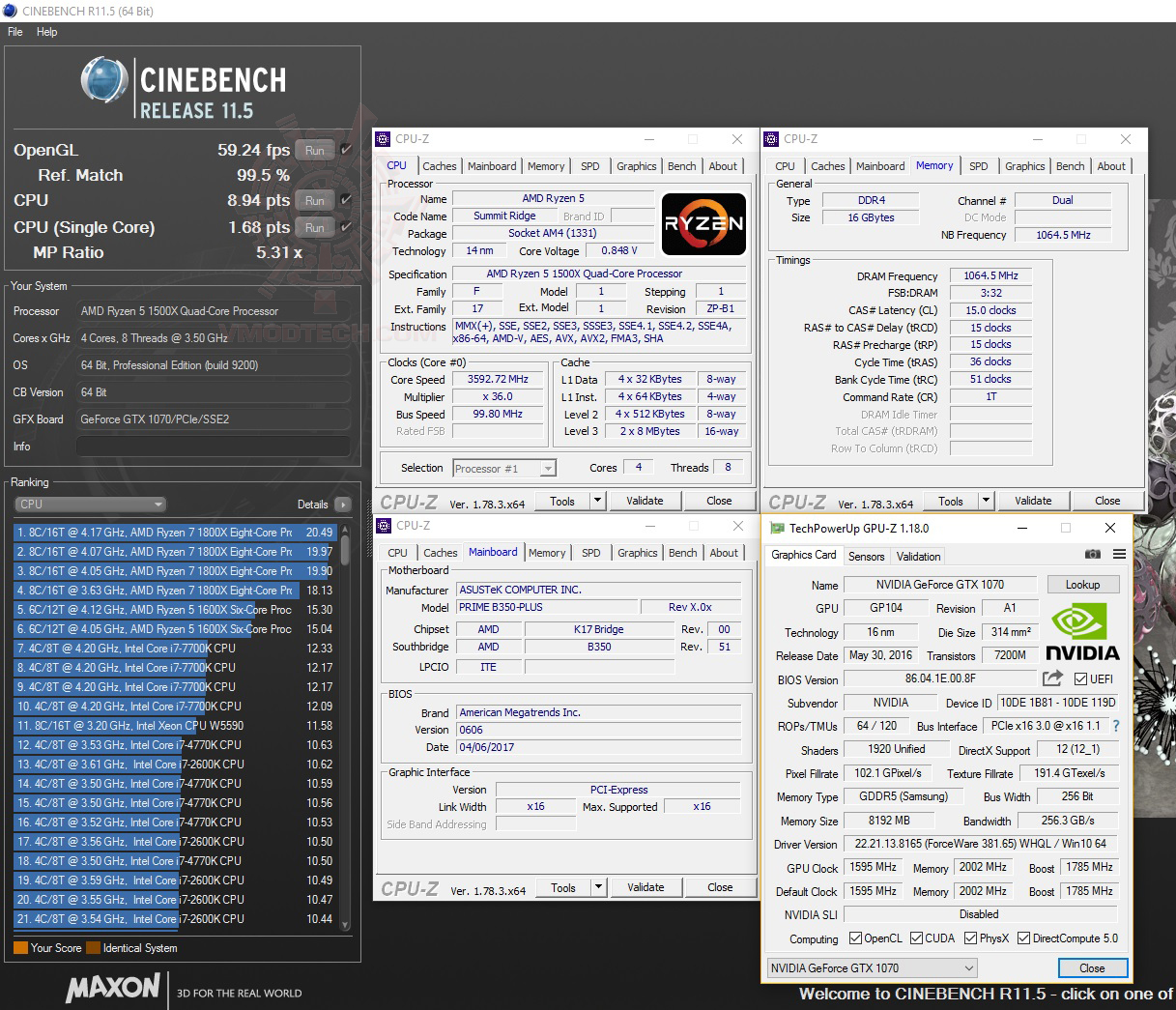 c11 AMD RYZEN 5 1500X Review