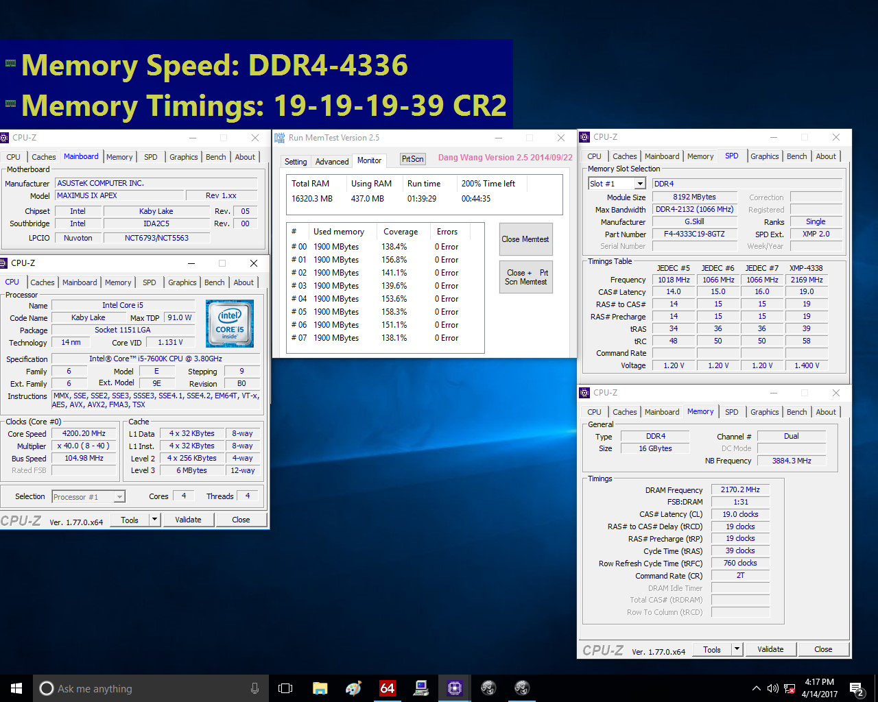 02 ddr4 4333mhz stresstest G.SKILL เปิดตัวแรมสุดแรงบัส DDR4 4333MHz 16GB (8GBx2) Memory Kit และยังสามารถโอเวอร์คล๊อกต่อไปได้ถึง DDR4 4500MHz เลยทีเดียว