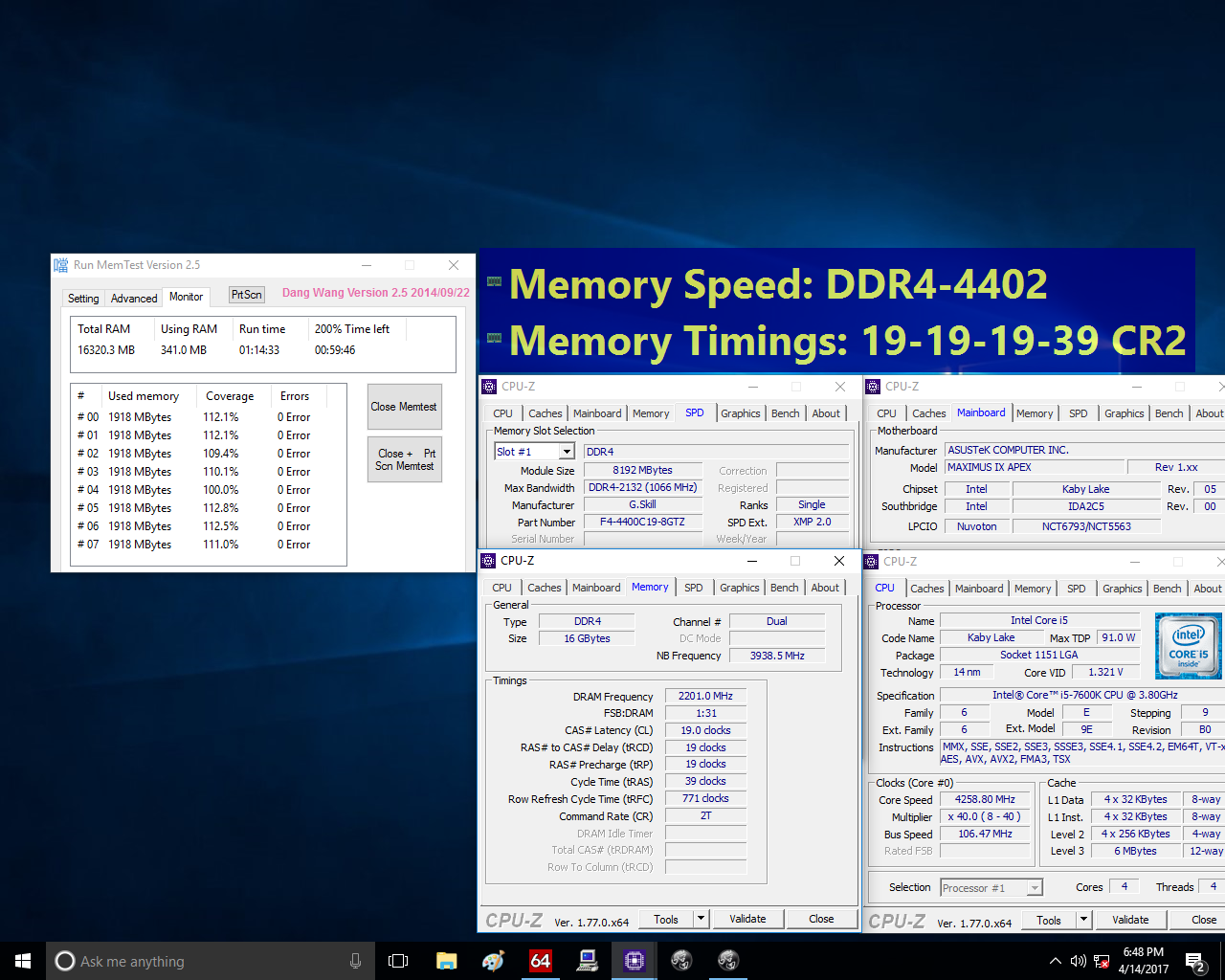 03 ddr4 4400mhz stresstest G.SKILL เปิดตัวแรมสุดแรงบัส DDR4 4333MHz 16GB (8GBx2) Memory Kit และยังสามารถโอเวอร์คล๊อกต่อไปได้ถึง DDR4 4500MHz เลยทีเดียว