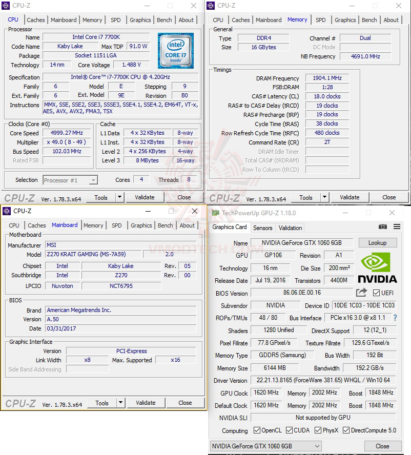 cpuid MSI Z270 KRAIT GAMING REVIEW