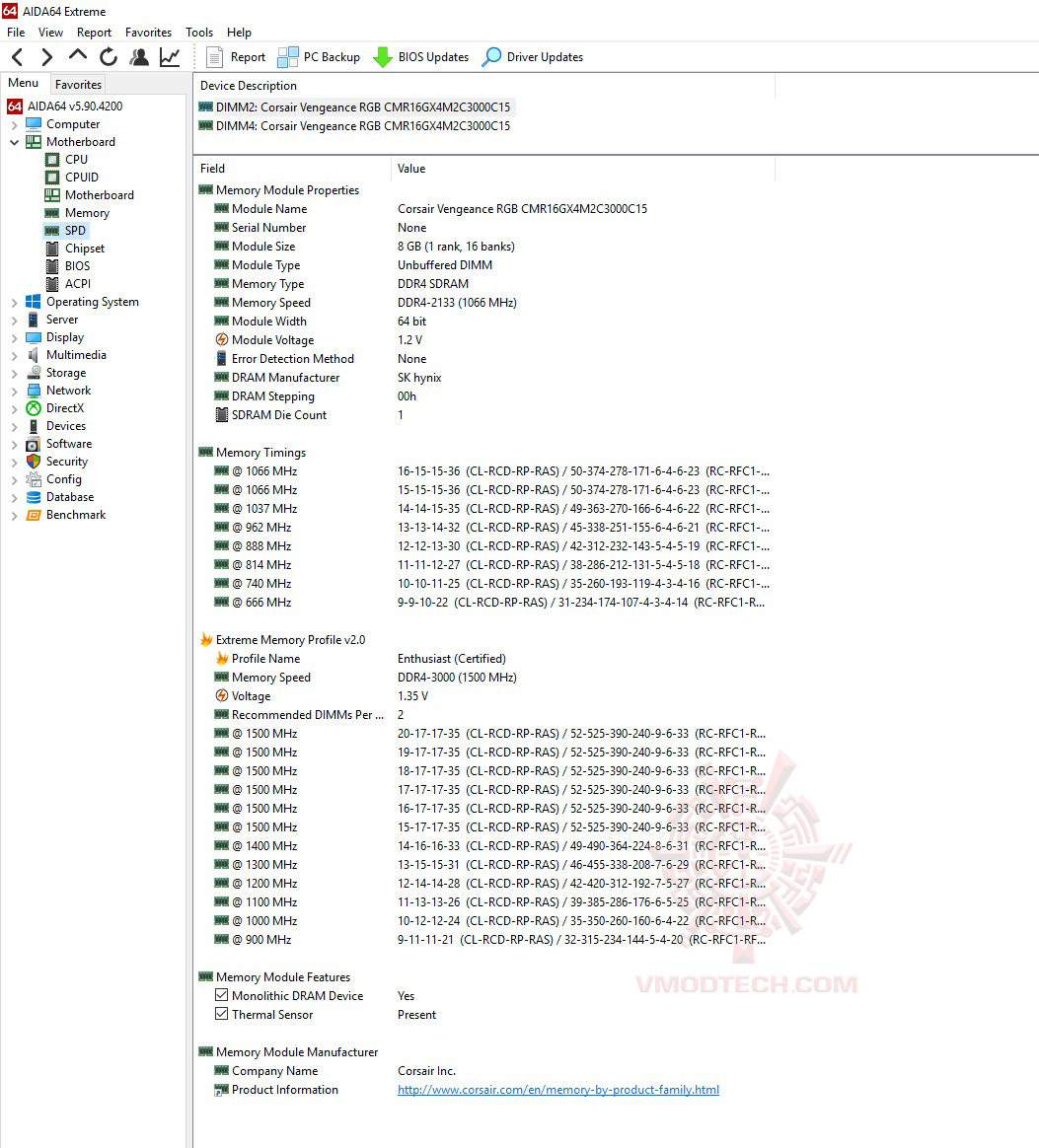 mem info CORSAIR VENGEANCE RGB 16GB (2 x 8GB) DDR4 DRAM 3000MHz C15 REVIEW
