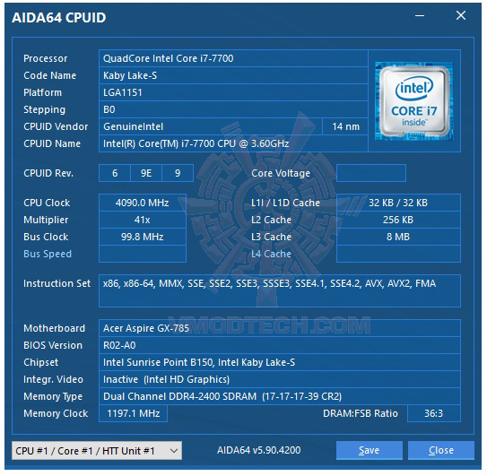 aida64 cpu Acer Aspire GX 785 Review 