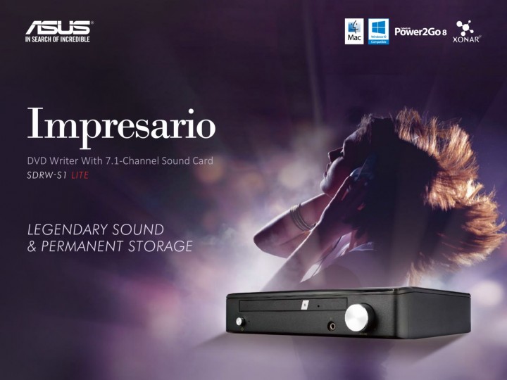 sdrw-s1-lite sdrw s1 lite 720x540 ASUS Impresario SDRW S1 LITE เครื่องเขียนแผ่น DVD มีซาวด์การ์ด 7.1 ในตัว