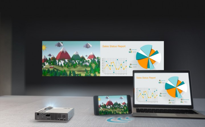 wifiprojection 720x447 ASUS เปิดตัวโปรเจคเตอร์ รุ่นใหม่ P3B ที่ให้ความสว่างมากถึง 800 Lumens พร้อมแบตเตอรี่ในตัว!