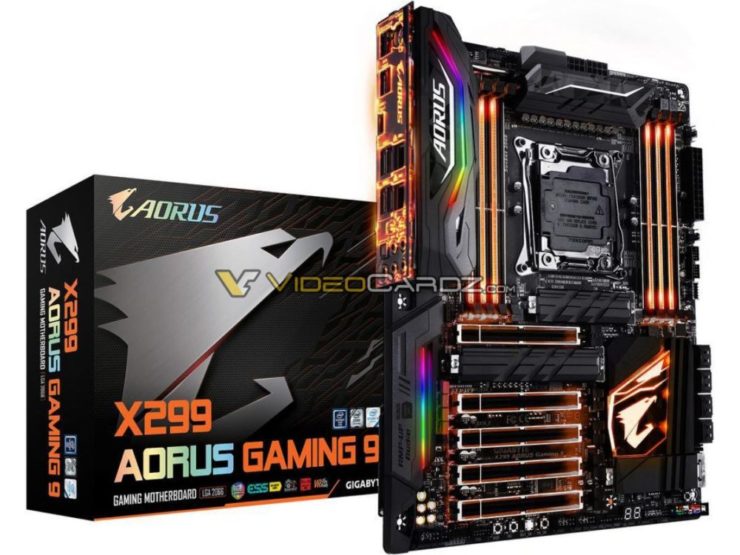 gigabyte x299 aorus gaming 9 1000x750 740x555 GIGABYTE เผยโฉมเมนบอร์ดรุ่นใหม่ล่าสุดทั้ง 3รุ่น ในชิบเซ็ต X299 ในรุ่น AORUS X299 Gaming 3, Gaming 7 และ Gaming 9 