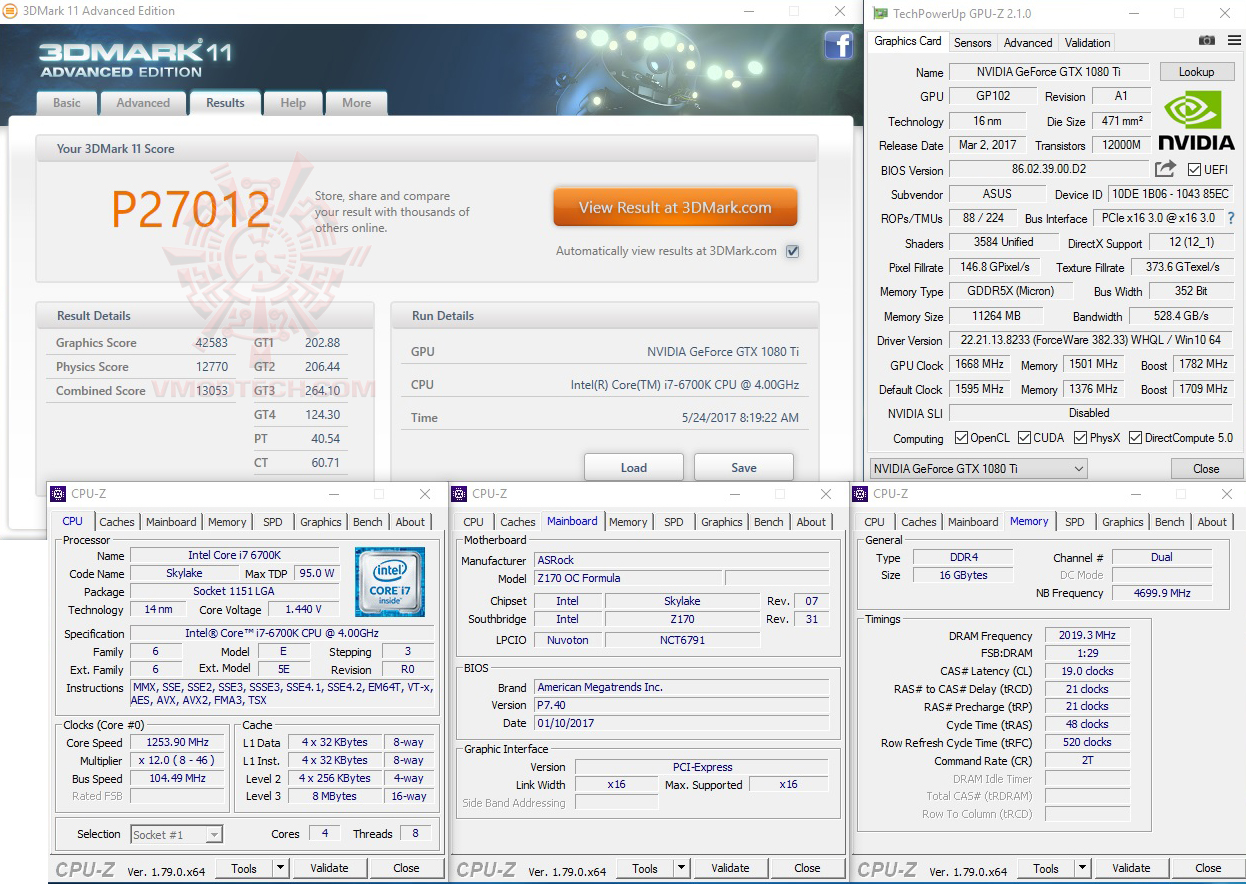 11 oc ASUS ROG Poseidon GeForce GTX 1080 TI 11GB Platinum Edition Review 
