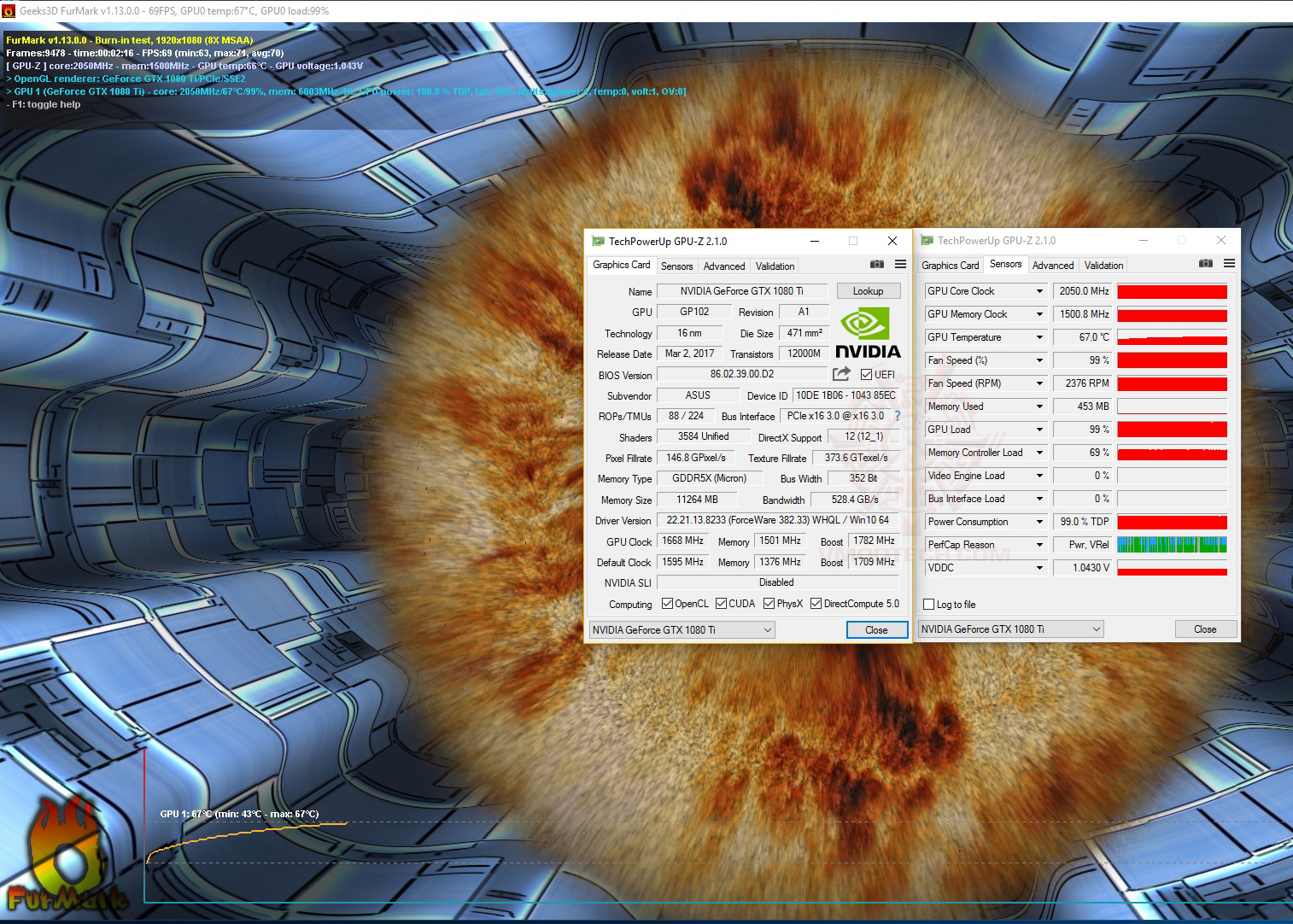 fm oc ASUS ROG Poseidon GeForce GTX 1080 TI 11GB Platinum Edition Review 