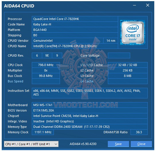 aida64 cpu MSI GT73VR 7RF TITAN PRO REVIEW