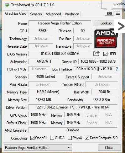 2017 06 29 7 52 04 หลุดผลทดสอบ AMD Vega Frontier Edition กับคะแนน 3DMark Firestrike ที่ทำได้เหนือกว่า GTX 1080 