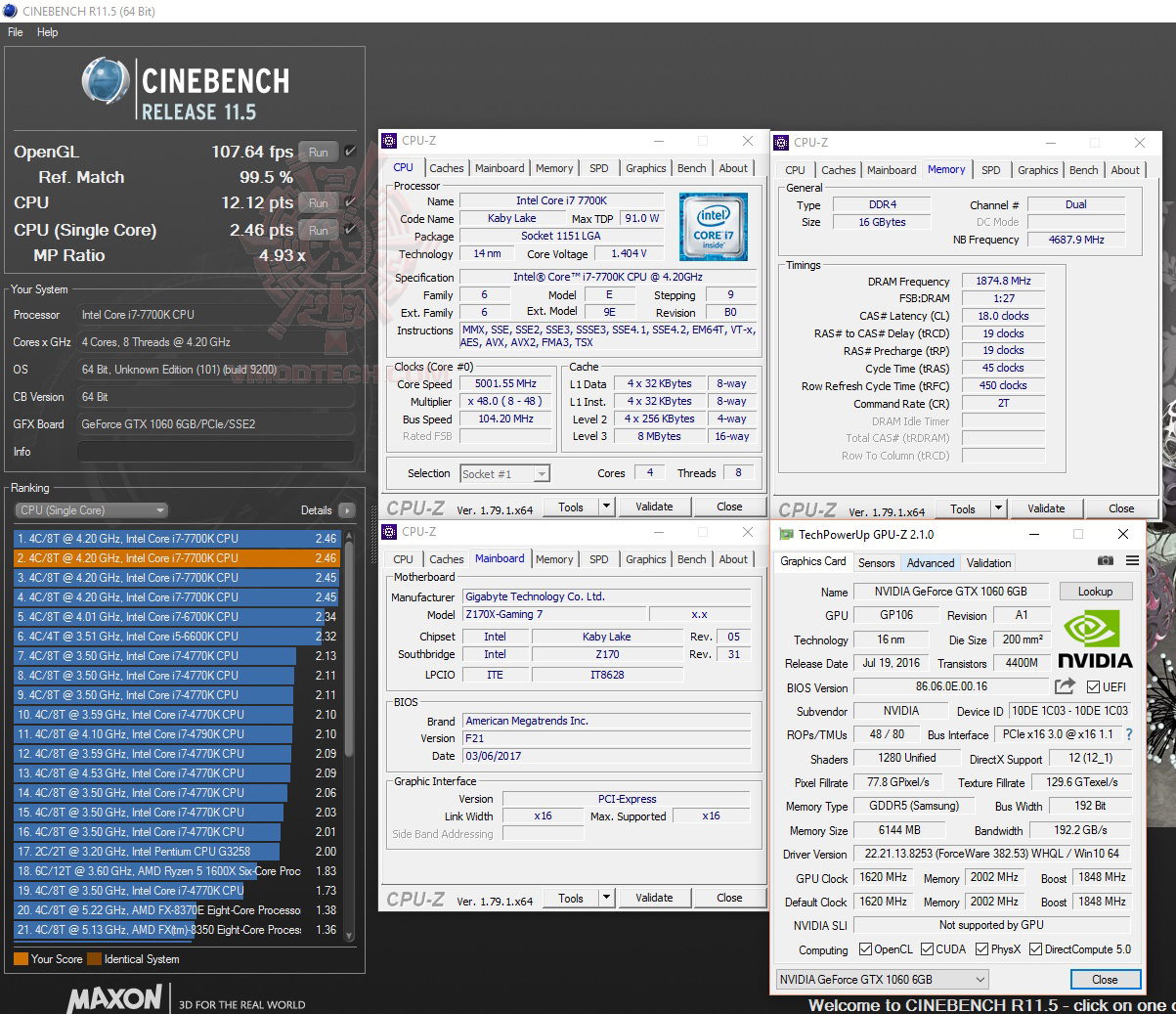 c11 GIGABYTE GA Z170X Gaming 7 On Intel Core i7 7700K Review