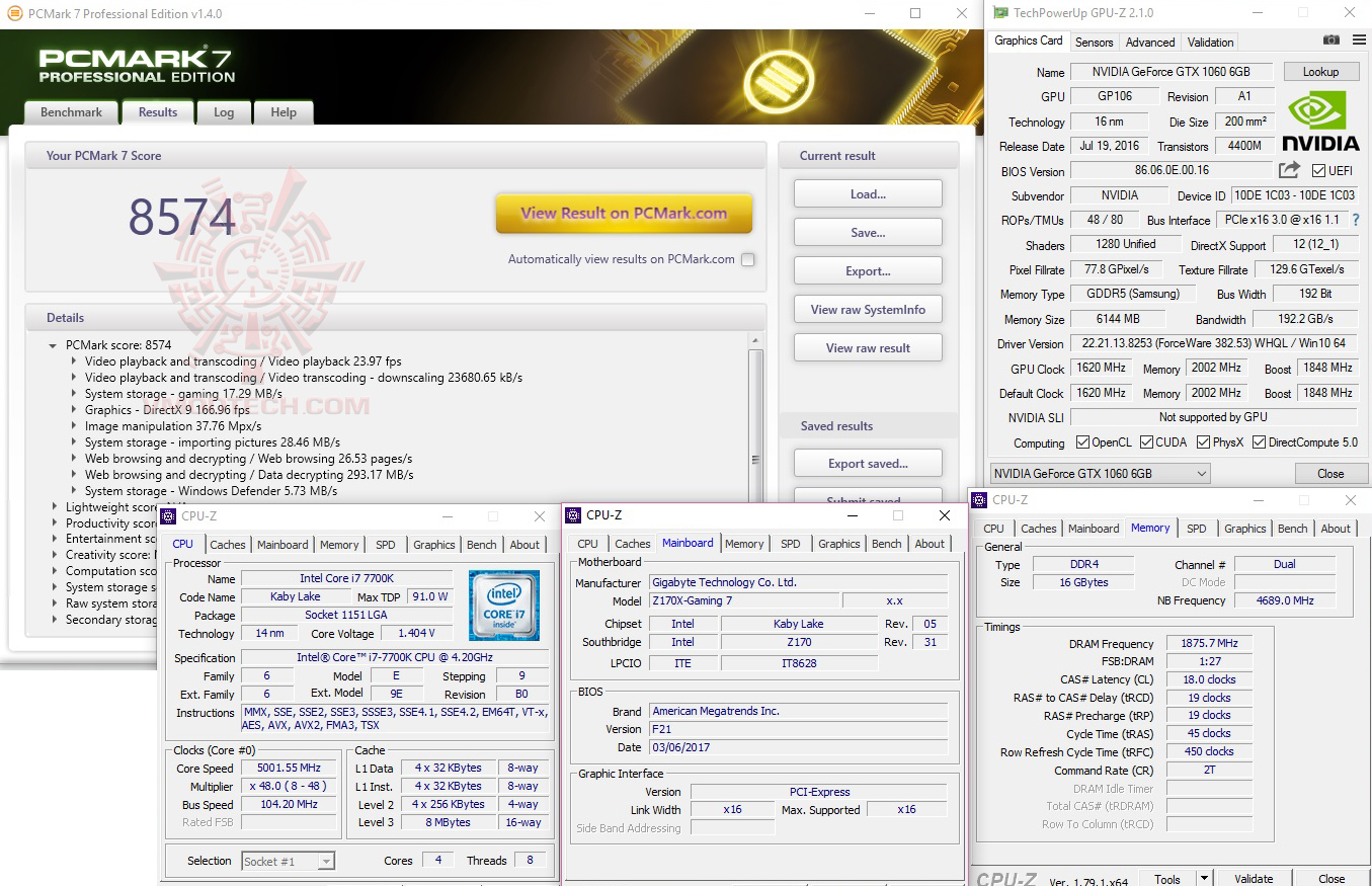 pc7 GIGABYTE GA Z170X Gaming 7 On Intel Core i7 7700K Review