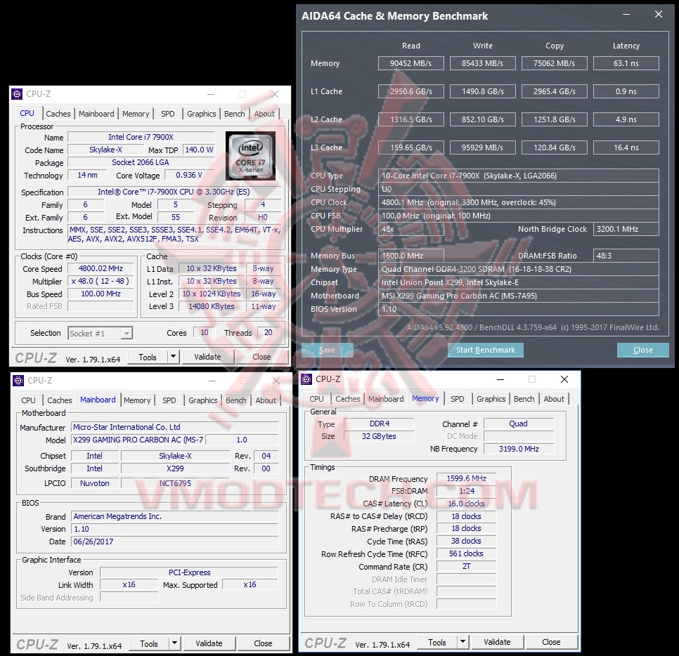 aida-cache aida cache MSI X299 GAMING PRO CARBON AC Review