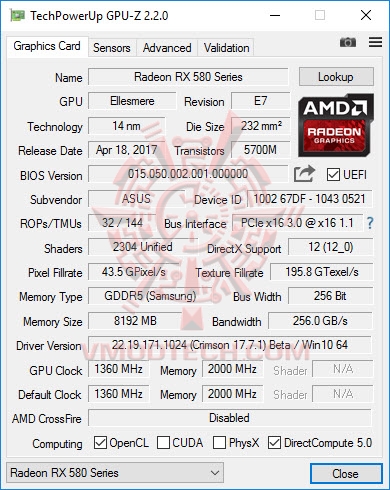 gpu gpu ASUS Radeon RX 580 DUAL 8GB Review