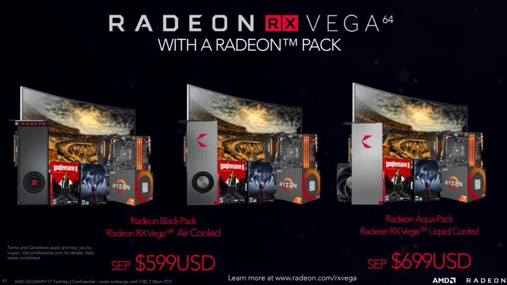 amd radeon rx vega 64 radeon packs 1030x579 เปิดตัวเป็นทางการการ์ดจอ AMD Radeon RX Vega 64, RX Vega 56, RX Vega Nano พร้อมสเปคการทำงานอย่างละเอียด