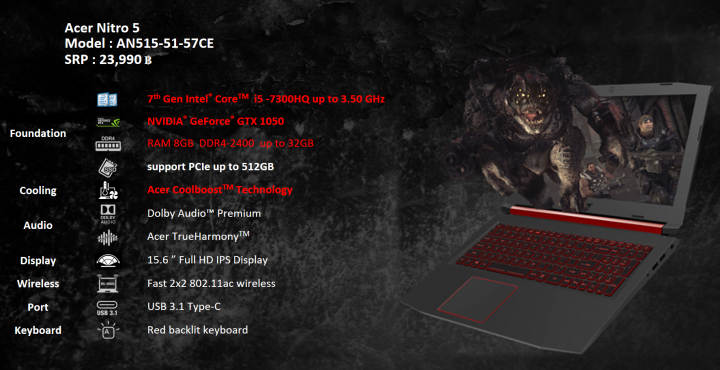 4 720x370 Acer Nitro 5 เปิดตัวพร้อมกัน 3รุ่นกับสเปคขุมพลัง AMD FX และ Intel Core i5 ในราคาสุดคุ้ม 