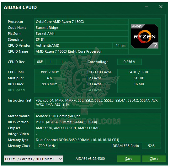 aida64 ASRock Fatal1ty X370 Gaming ITX/ac Review