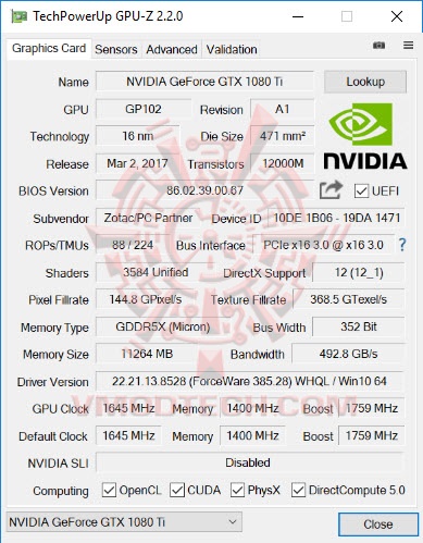 cpude cpude Zotac GeForce GTX 1080 Ti amp! Extreme edition Review