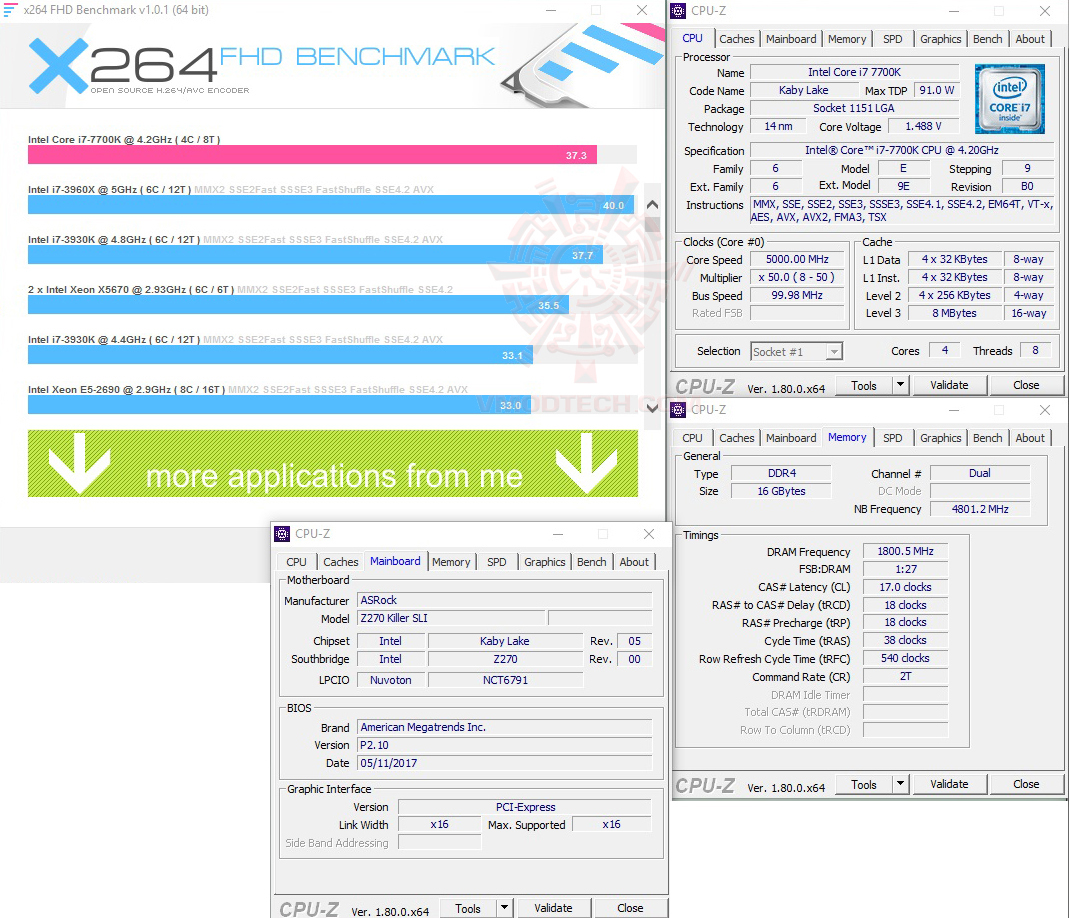 x264 2 ASRock Z270 Killer SLI Review