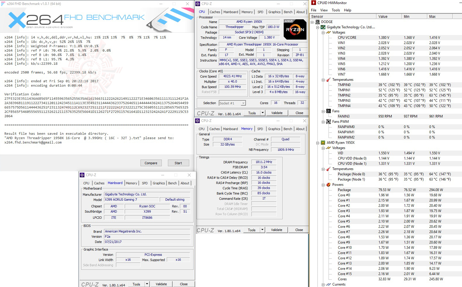 x264 1 36 G.SKILL Trident Z RGB DDR4 3200MHz 32GB (8GBx4) Quad Channel Review