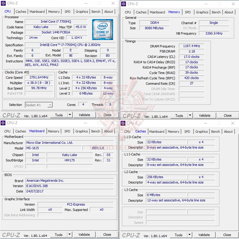 cpuid MSI WE62 7RI Workstation Review