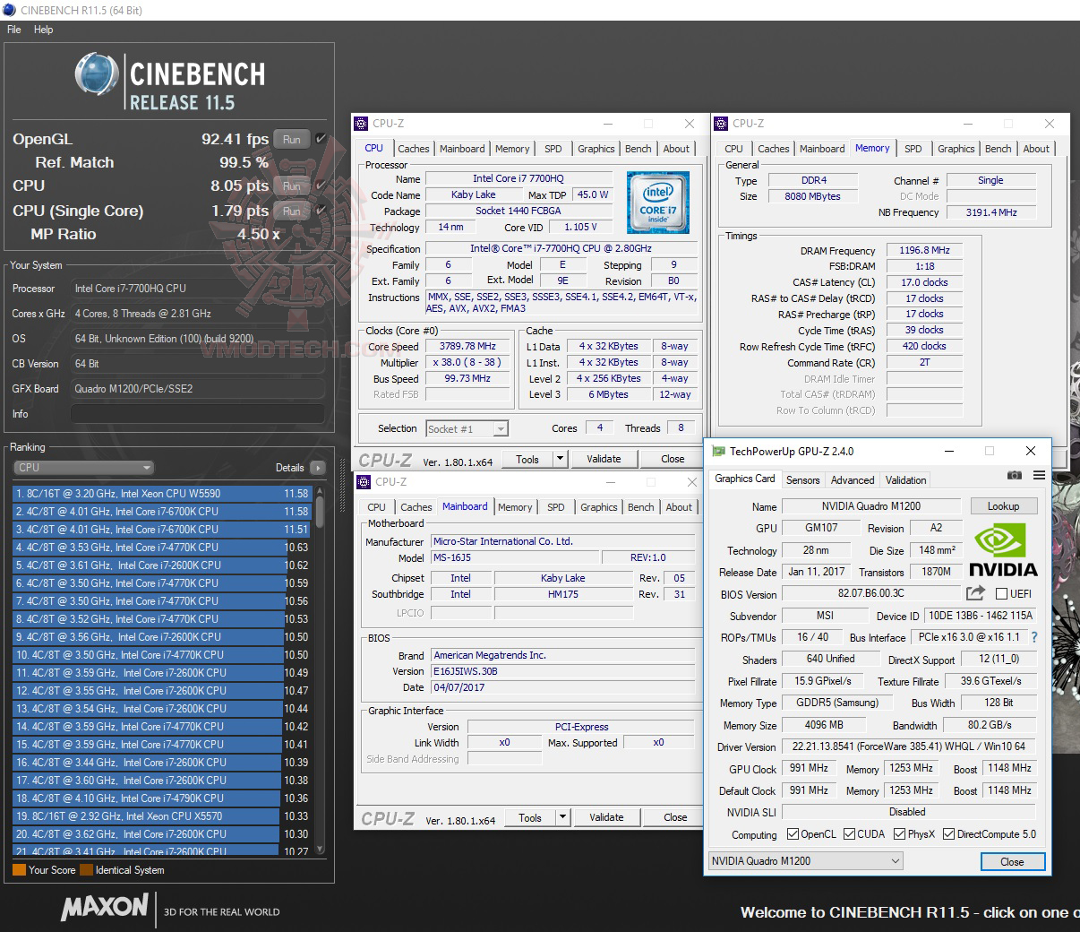c11 MSI WE62 7RI Workstation Review
