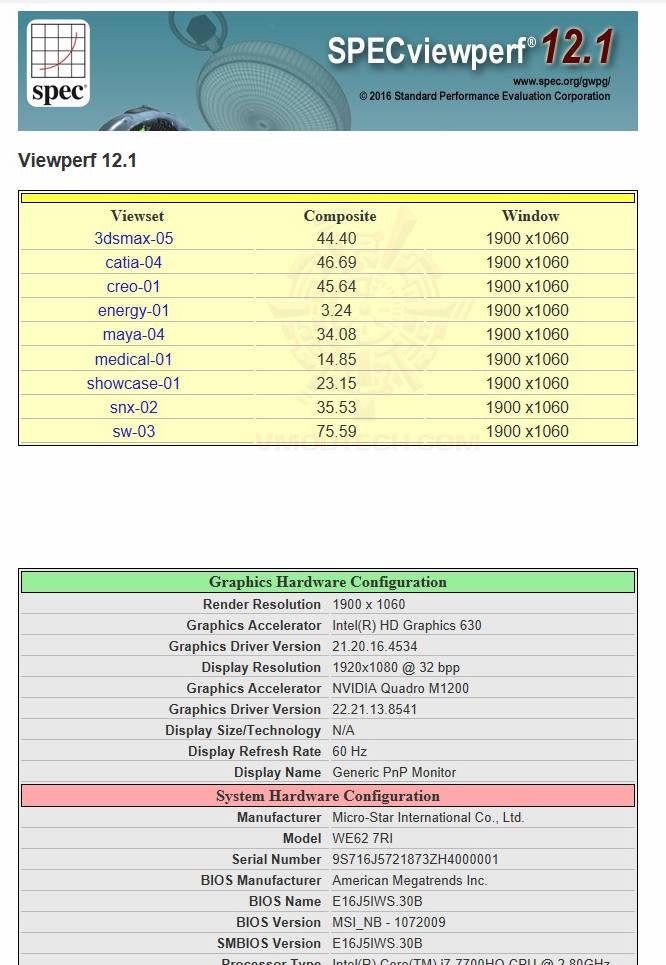 spec MSI WE62 7RI Workstation Review