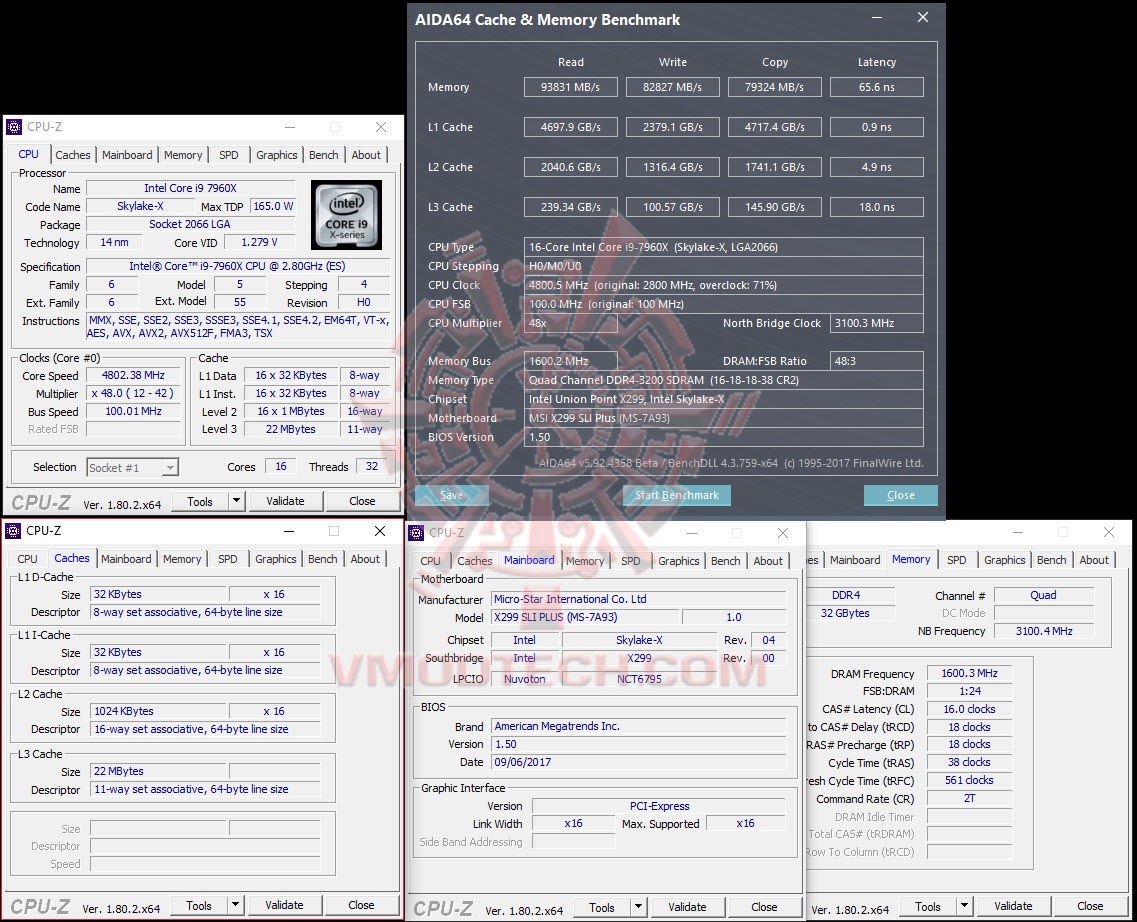 aida-cache aida cache MSI X299 SLI PLUS With Intel Core i9 7960X Review