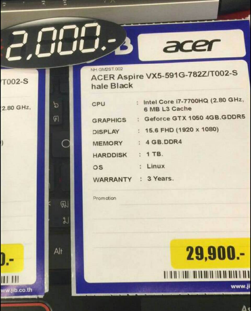 22095377 10211276756009628 1642877971 o โปรโมชั่นพิเศษ Acer Aspire VX5 ลดราคาเพิ่มจากป้าย อีก 2,000 THB ทุกที่ลดราคาทุกร้านทั่วไทย