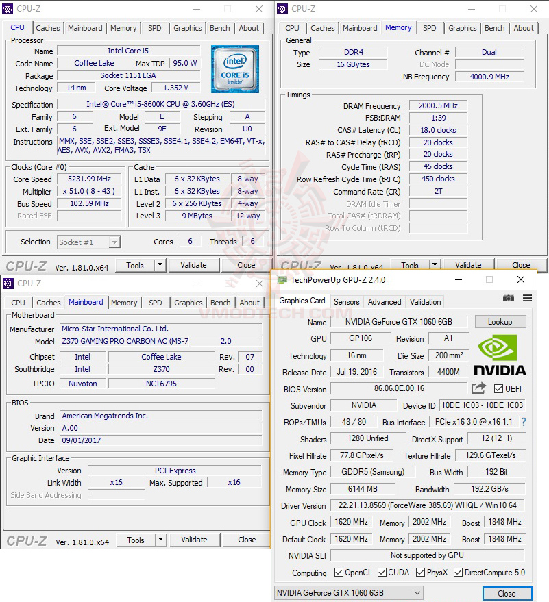 cpuid 52 MSI Z370 GAMING PRO CARBON AC REVIEW