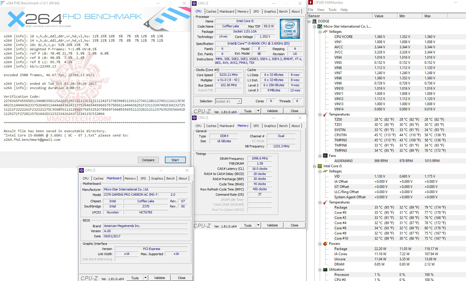 x264 52 1 MSI Z370 GAMING PRO CARBON AC REVIEW