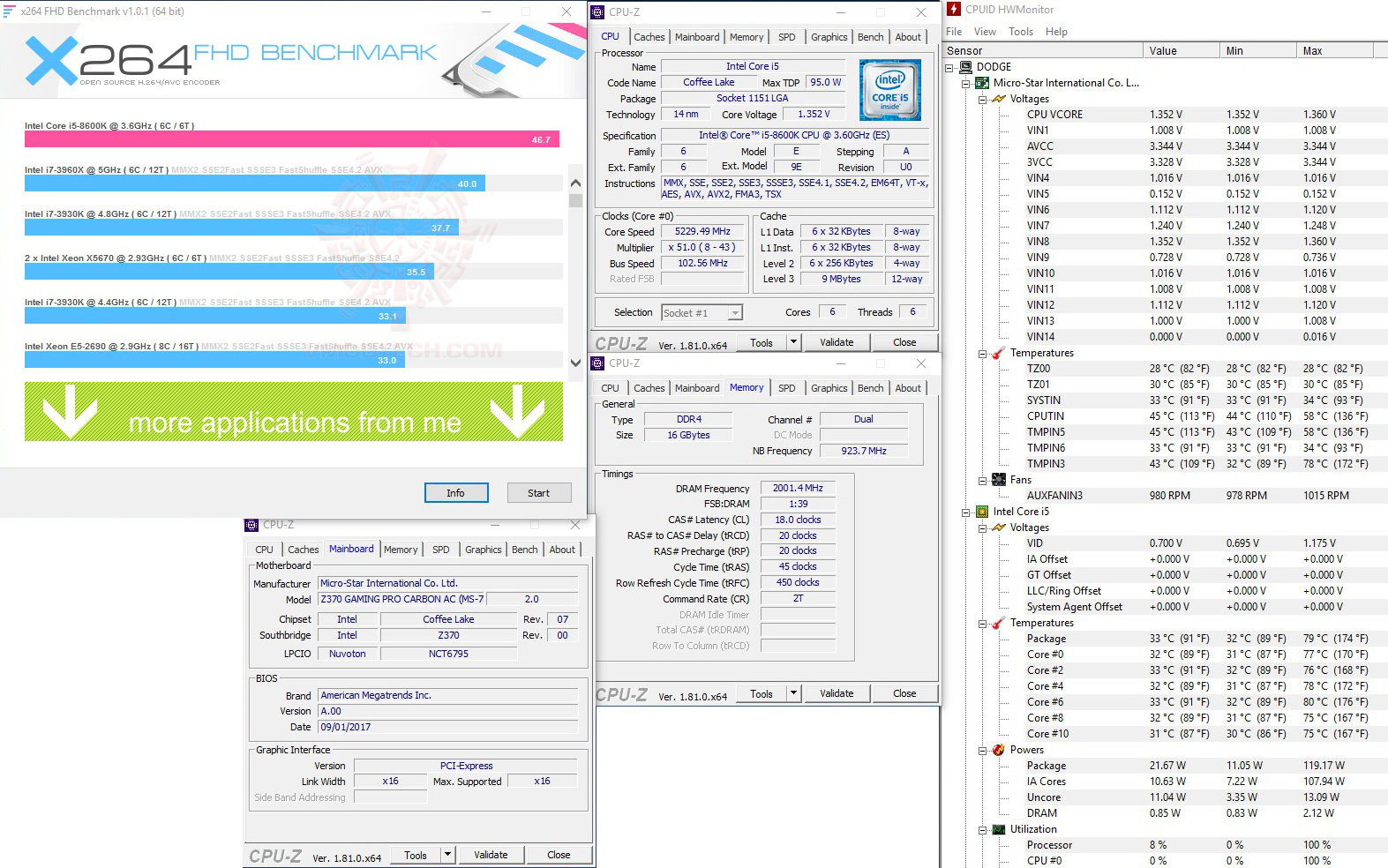 x264 52 MSI Z370 GAMING PRO CARBON AC REVIEW