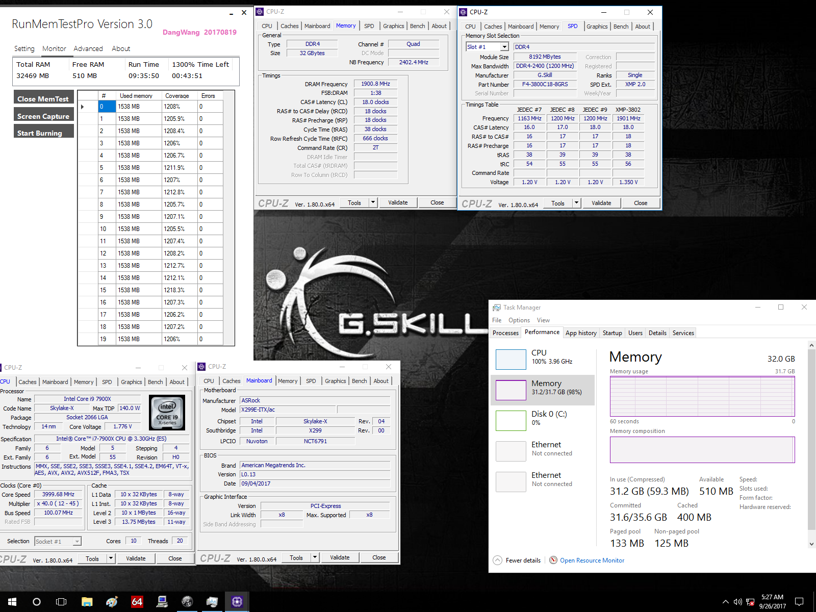 02 test result G.SKILL เปิดตัวแรม RIPJAW รุ่นใหม่ล่าสุด DDR4 3800MHz 32GB (4x8GB) SO DIMM Memory Kit สำหรับเมนบอร์ด Mini ITX Motherboard
