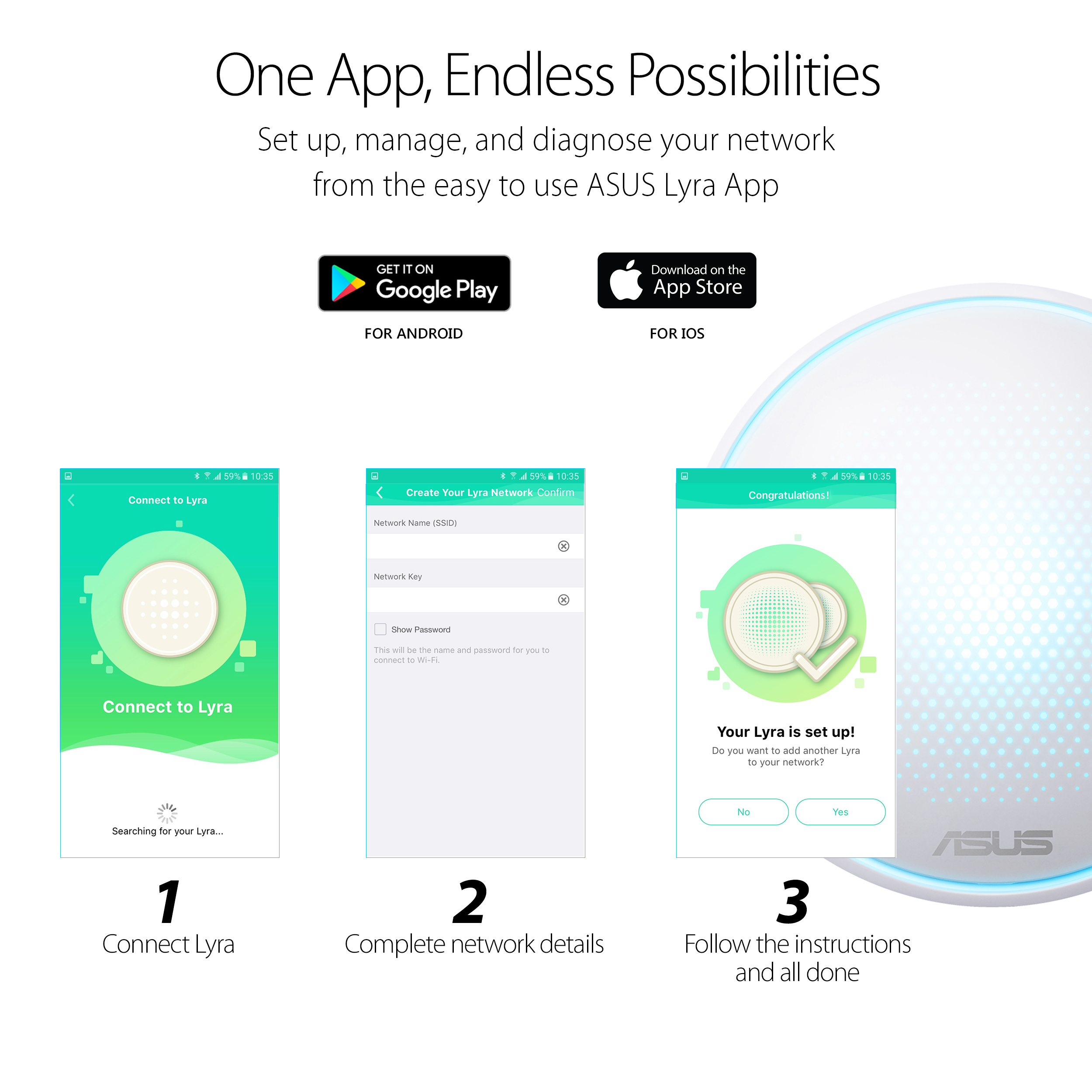 4  asus lyra wifi mesh networking ASUS Lyra ระบบ WiFi ครอบคลุมทุกมุมบ้าน ตั้งค่าอย่างง่ายบนแอพลิเคชั่น ASUS Lyra App ด้วยระบบกระจายสัญญาณแบบ Tri Band เพื่อการเชื่อมต่อที่มีประสิทธิภาพกับทุกอุปกรณ์ 