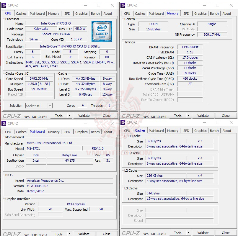 cpuid MSI GE73VR 7RE Raider Review