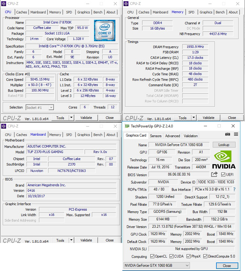cpuid ASUS TUF Z370 PLUS GAMING REVIEW