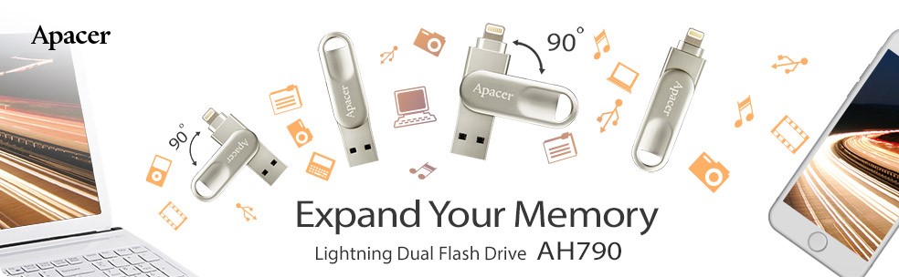 1 สองหัวดีกว่าหัวเดียว!! Apacer AH790 แฟลชไดร์ฟ 2 สองมาตรฐาน Lightning และ USB 3.1 สำหรับ iPhone / iPad : ขยายพื้นที่จัดเก็บให้ Apple Devices ง่ายๆ