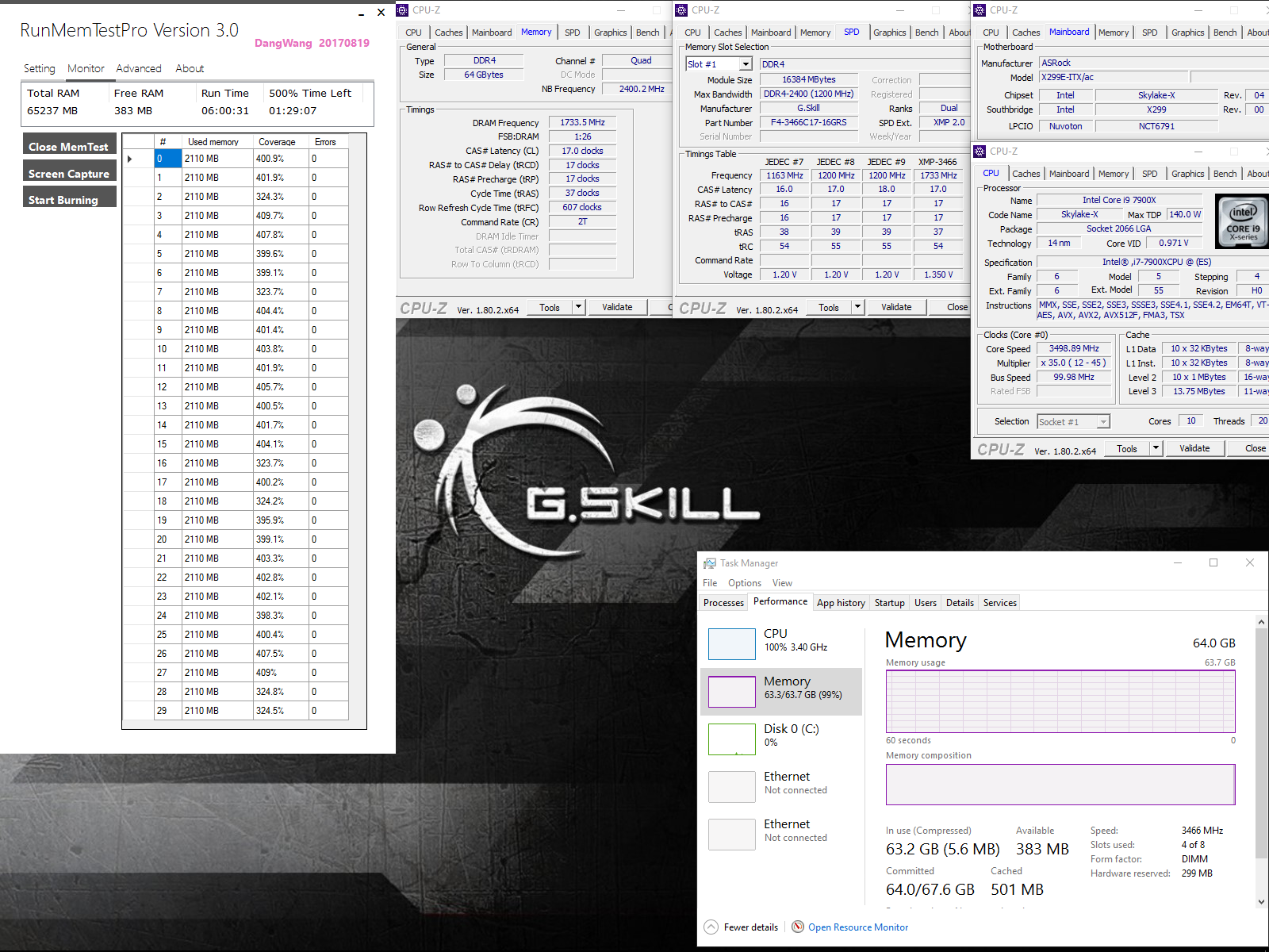 burn in test G.SKILL เปิดตัวแรมที่แรงเร็วที่สุดในโลก G.SKILL SO DIMM DDR4 3466MHz CL17 17 17 37 1.35V 64GB (4x16GB) 