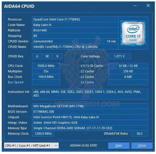 aida64 MSI GP72MVR 7RFX LEOPARD PRO REVIEW