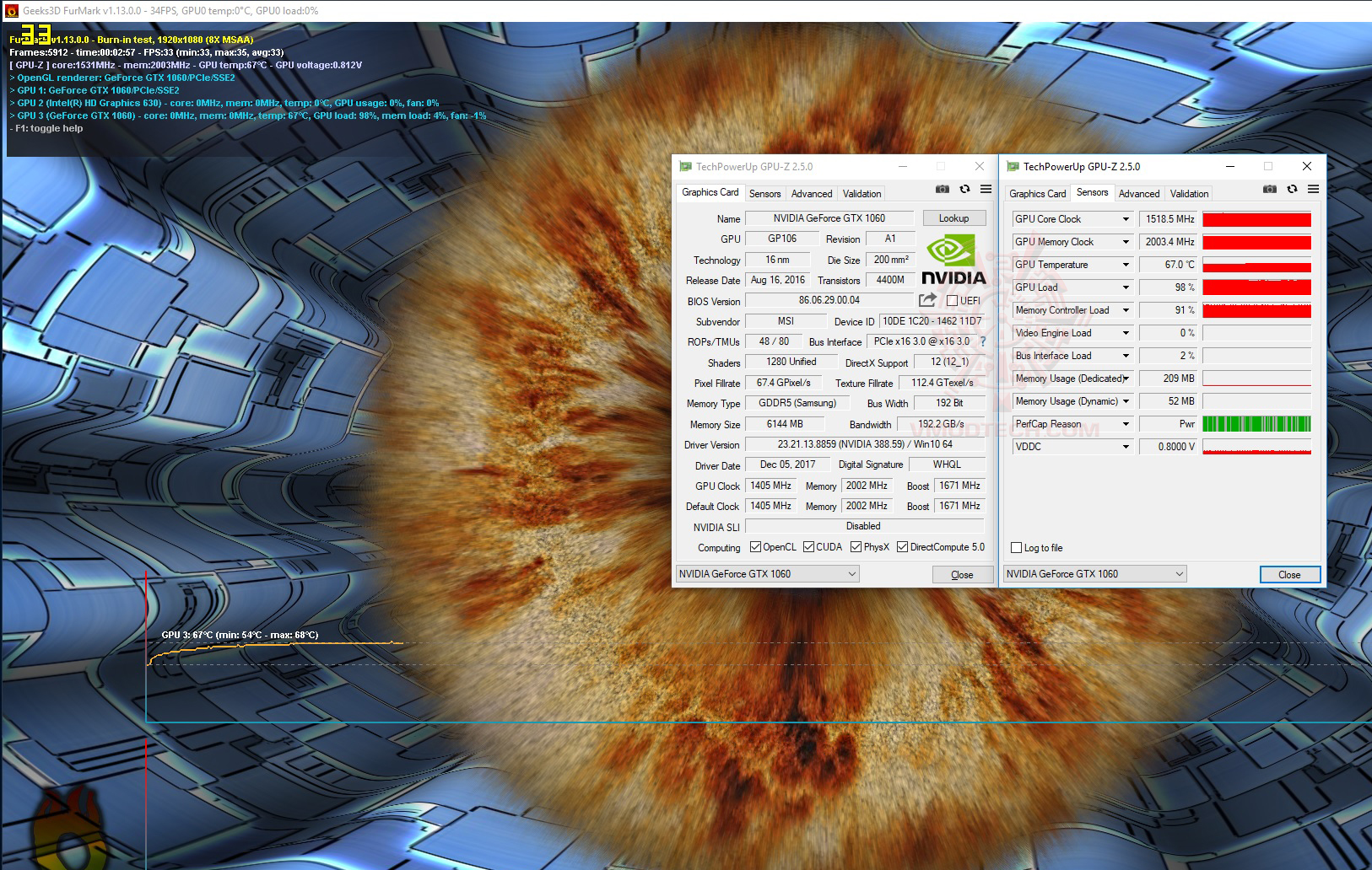 furmark MSI GP72MVR 7RFX LEOPARD PRO REVIEW