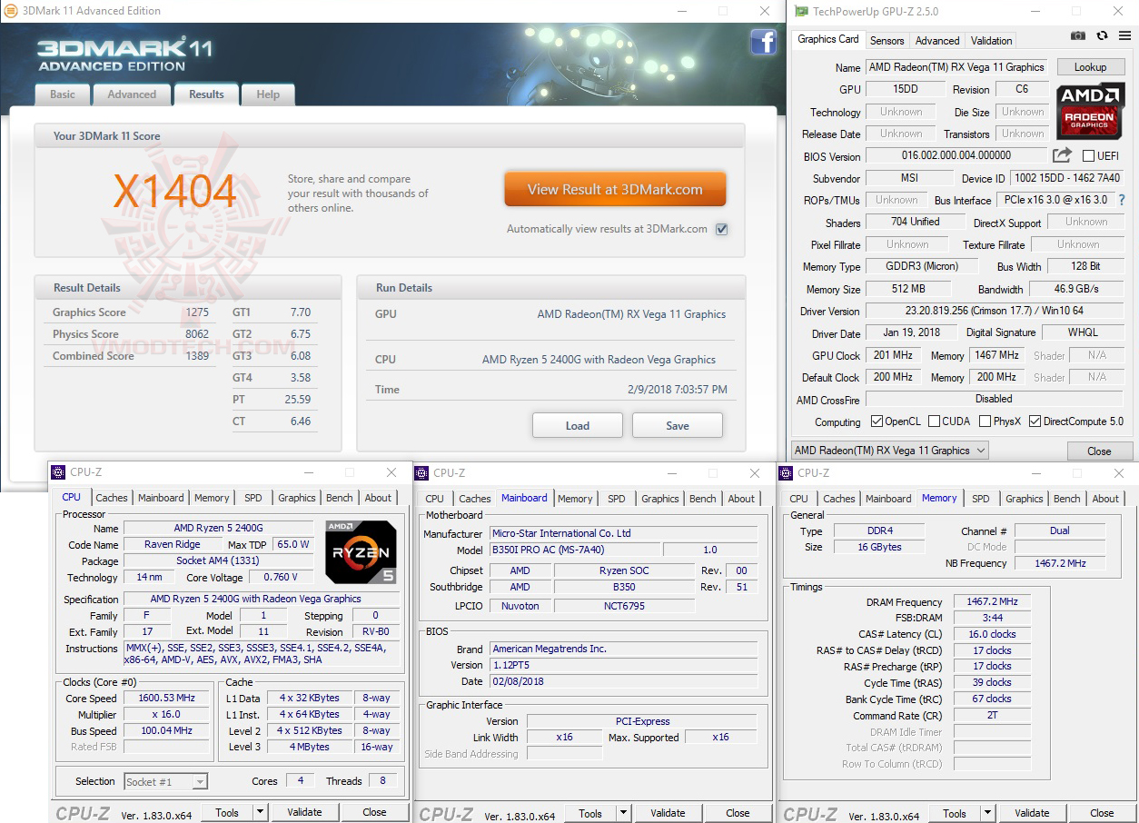 11x1 AMD RYZEN 5 2400G RAVEN RIDGE PROCESSOR REVIEW
