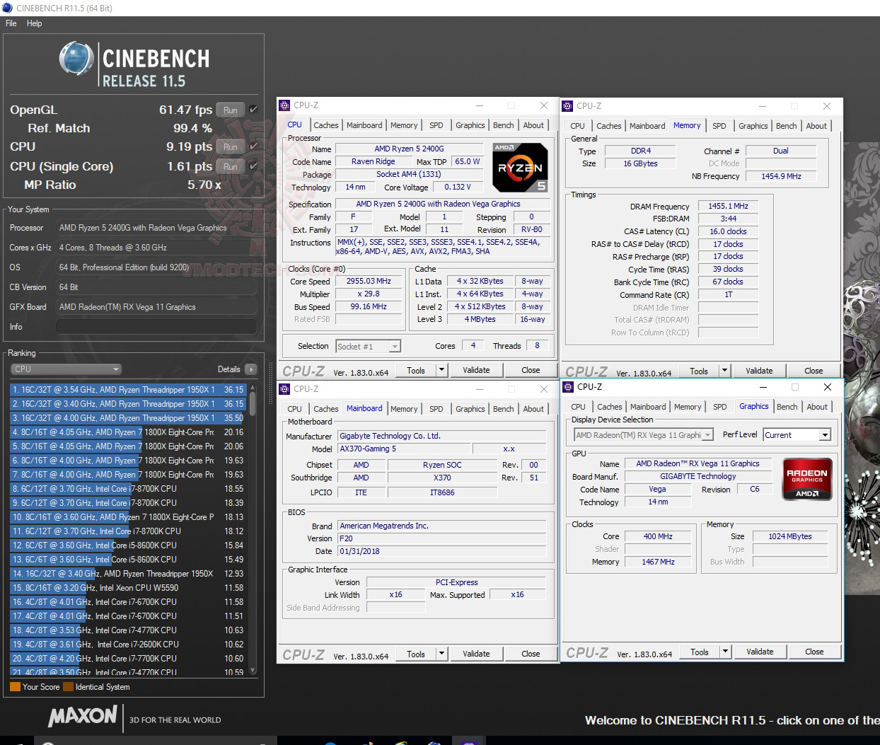 c11 AMD RYZEN5 2400G WITH GIGABYTE AX370 GAMING 5 REVIEW 