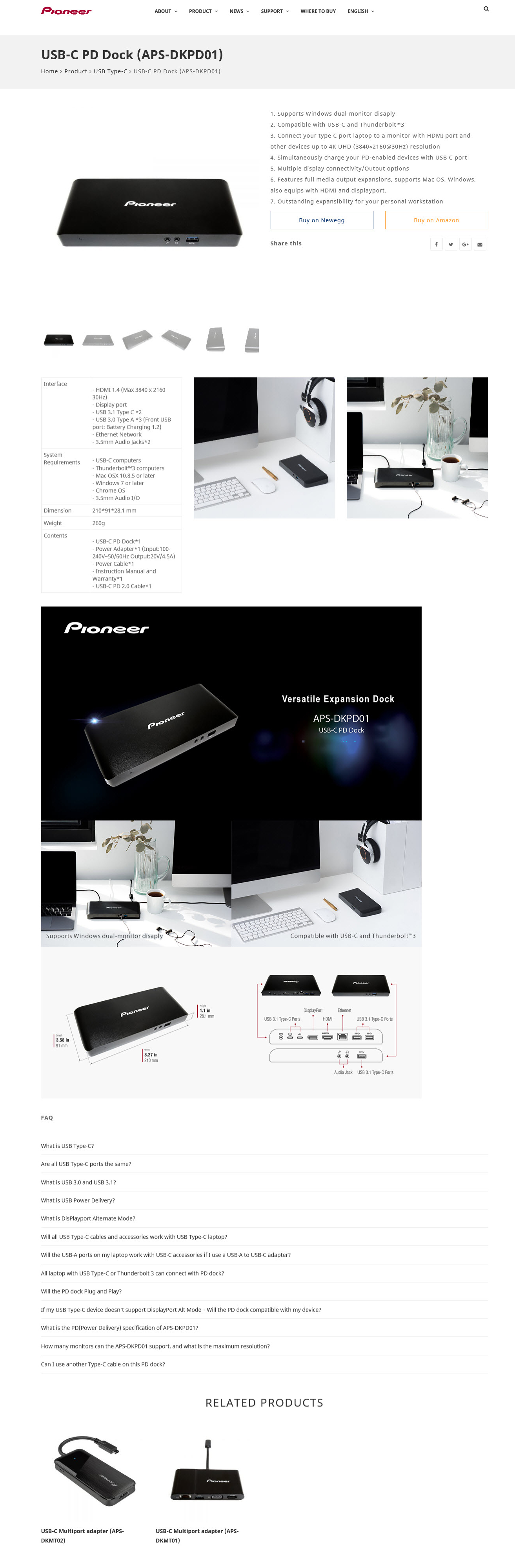 spec Pioneer USB C PD Dock (APS DKPD01) Review