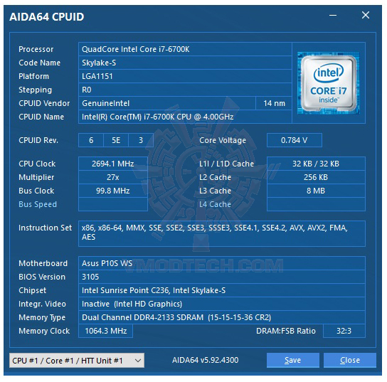 aida64 ASUS P10S WS Workstation Motherboard Review 