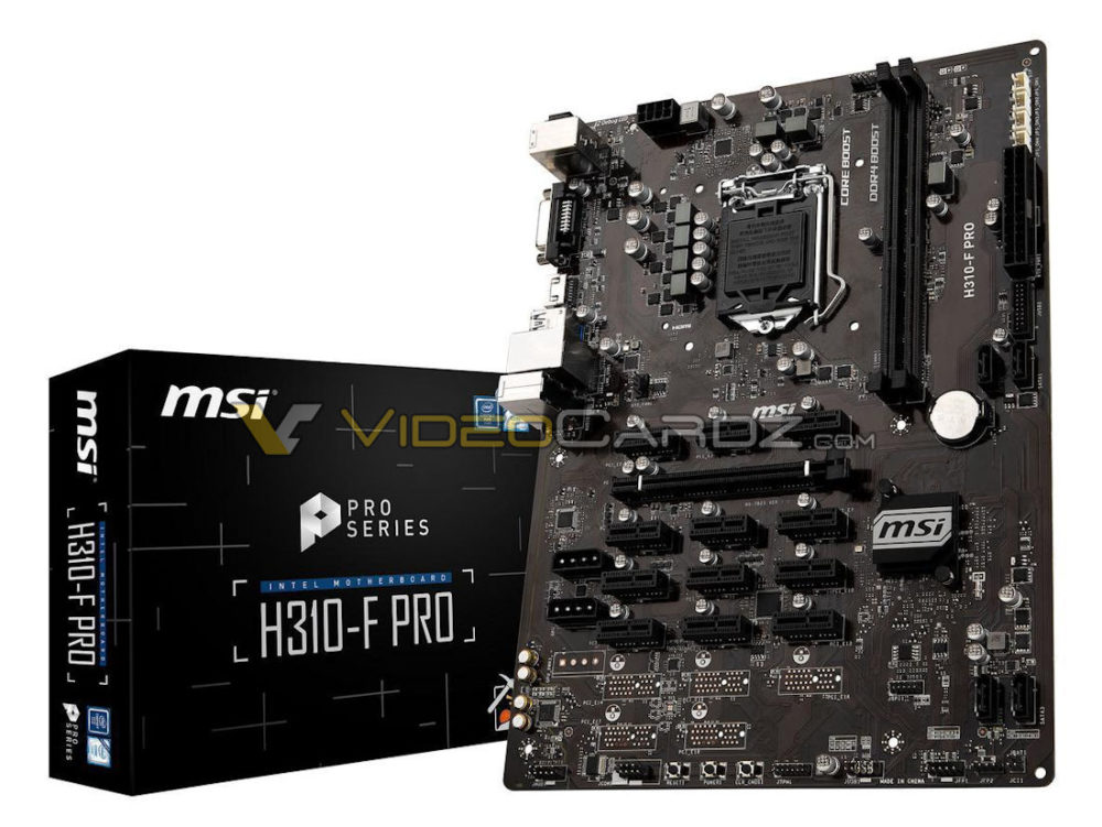 MSI H310-F PRO เมนบอร์ดชาวเหมืองในชิบเซ็ต H310 ที่มาพร้อมรองรับการ์ดจอมากถึง 13ช่องเลยทีเดียว 