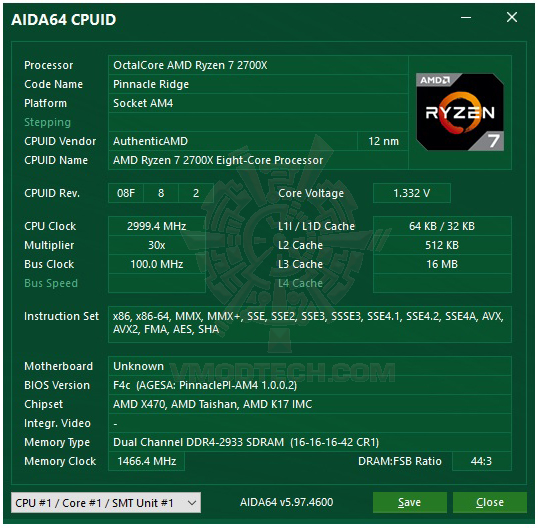 aida64 AMD RYZEN 7 2700X PROCESSOR REVIEW
