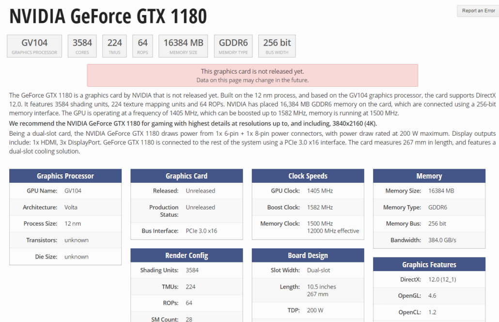 nvidia geforce gtx 1180 gpu spotted 1030x664 สเปกมาแล้ว!! NVIDIA GeForce GTX 1180 กับสถาปัตย์ 12nm FinFET ที่มีจำนวนคูด้าคอร์มากถึง 3584 CUDA Cores กันเลยทีเดียว