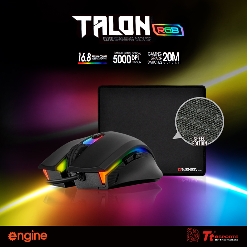 black Tt eSPORTS เปิดตัวสินค้า Talon Elite RGB เม้าเกมมิ่งสุดคุ้มที่มาพร้อมแผ่นรองเม้า
