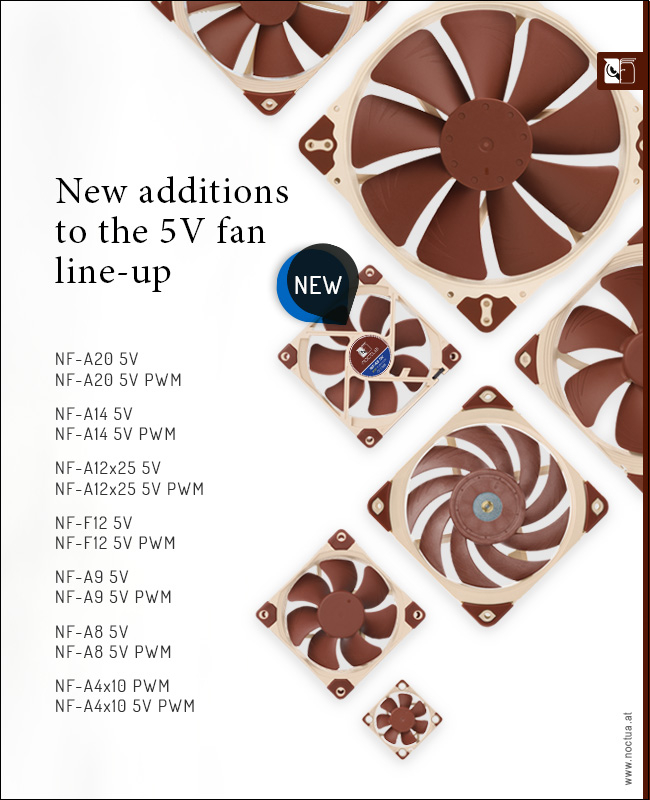 noctua_new_5v_fans noctua new 5v fans Noctua เปิดตัวพัดลมระบายความร้อนขนาดไฟ 5V หลากหลายรุ่น