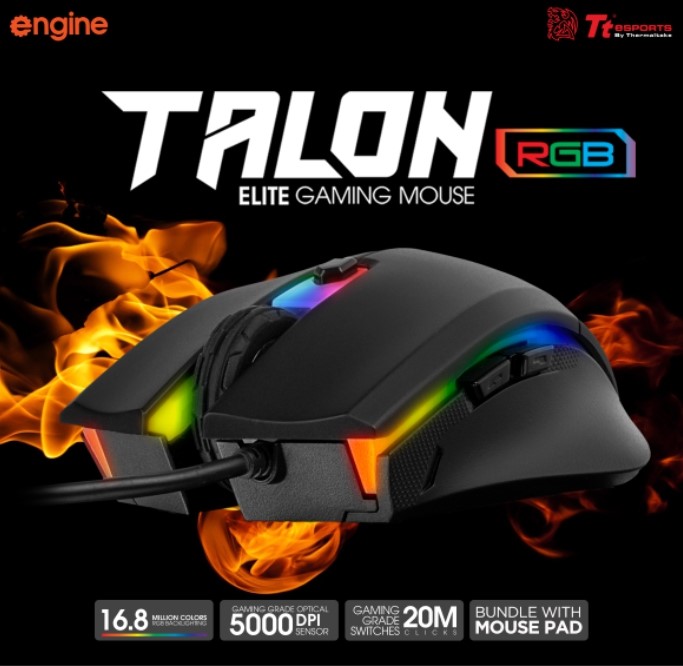 1 TteSPORTS เปิดตัวสินค้า Talon EliteRGB เม้าเกมมิ่งสุดคุ้มที่มาพร้อมแผ่นรองเม้า